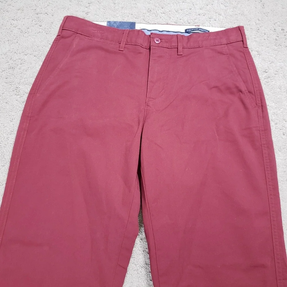 Men's Cremieux Comfort Stretch Slim Fit Flat Front Chino Pants 32x30.5 Red NEW